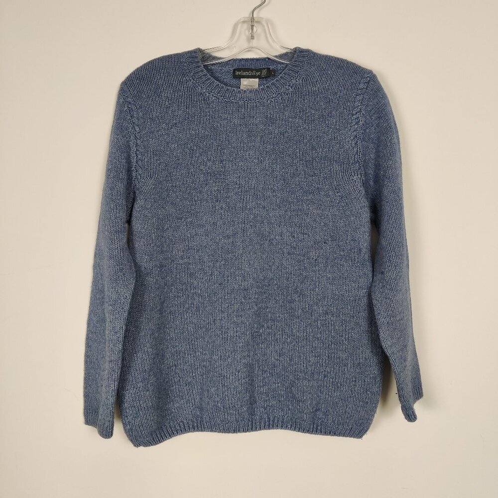 Ireland's Eye Women's Wool Sweater in Blue Size Large Quiet Luxury Old Money